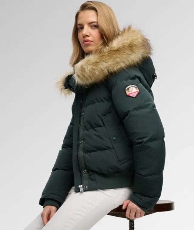 Superdry & Co Women's Everest Hooded Bomber Jacket Green / Cedar Green - 