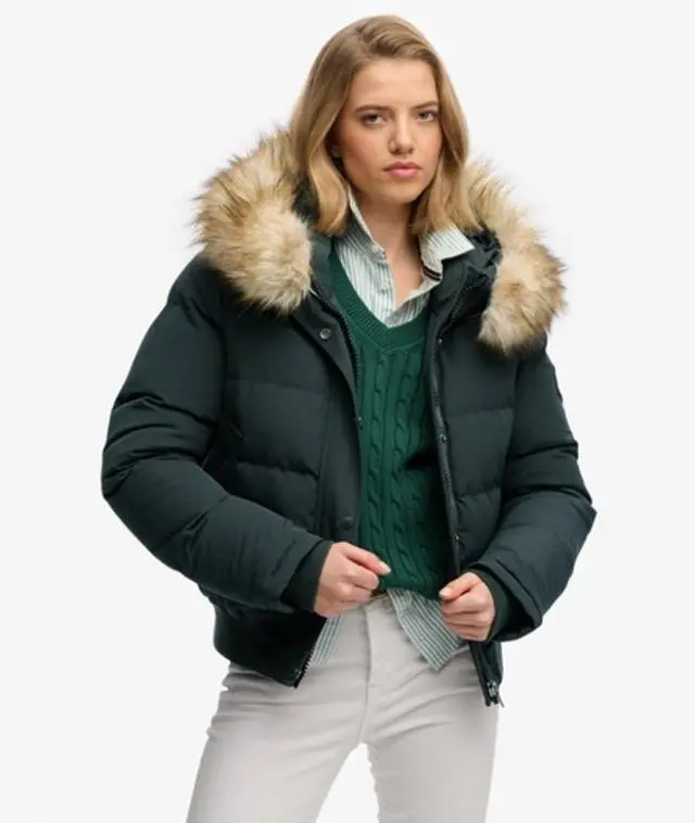 Superdry & Co Women's Everest Hooded Bomber Jacket Green / Cedar Green -