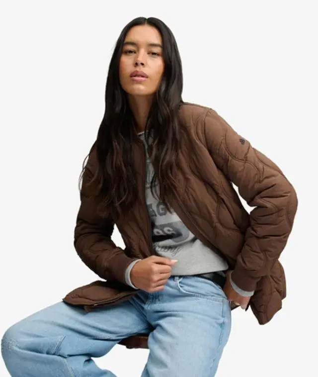 Superdry & Co Women's Short Onion Quilt Liner Jacket Brown / Kombucha Brown - 