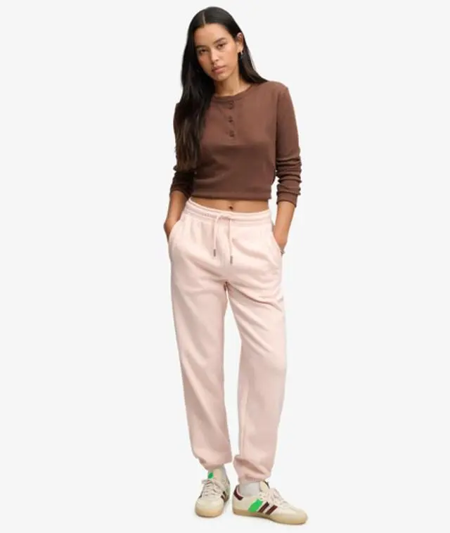 Superdry & Co Women's Signature Embroidered Cuffed Joggers Pink / Rose Blush Pink -