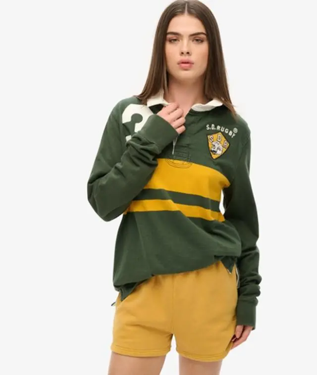 Superdry Women's Loose Fit Embroidered Vintage Wash Sweat Shorts, Yellow,