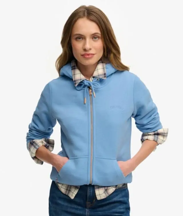 Superdry & Co Women's Essential Logo Zip Hoodie Half Brushed Blue / Bluebell -