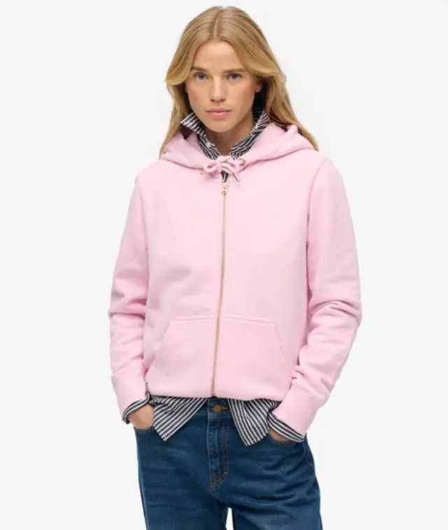 Superdry & Co Women's Essential Logo Zip Hoodie Half Brushed Pink / Pink Lady -