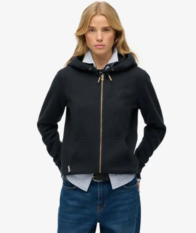 Superdry & Co Women's Essential Logo Zip Hoodie Half Brushed Navy / Eclipse Navy -