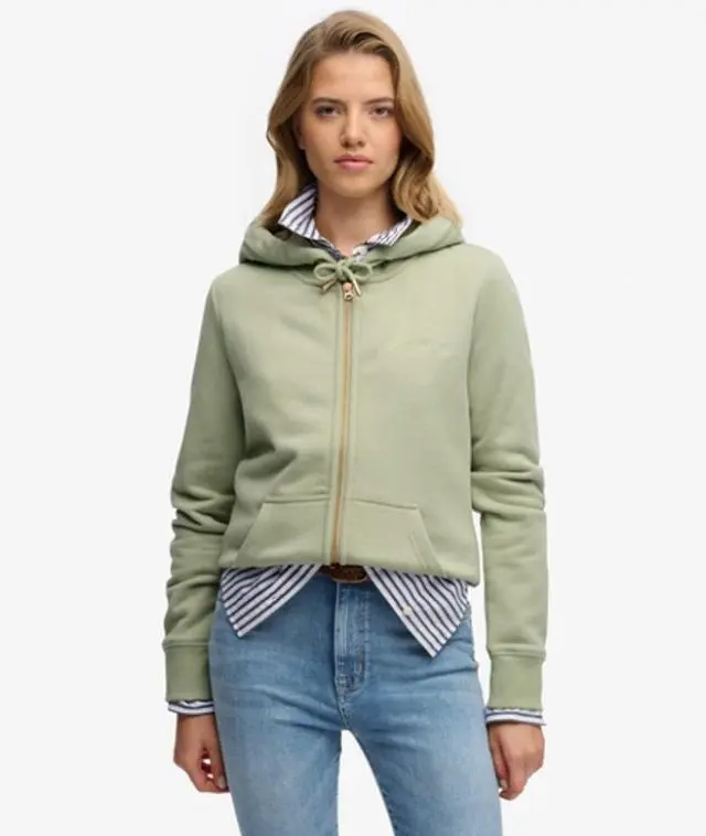 Superdry & Co Women's Essential Logo Zip Hoodie Half Brushed Green / Dusty Sage -
