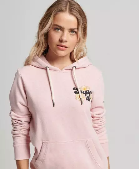 Superdry Women's Vintage Floral Scripted Hoodie Pink / Somon Pink Marl - 