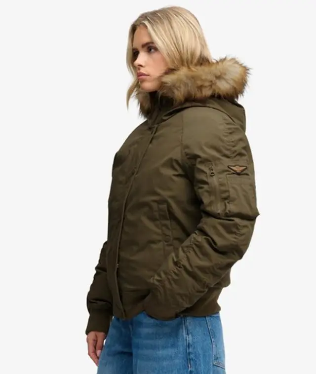 Superdry & Co Women's Hooded Padded MA1 Bomber Jacket Khaki / Wild Khaki - 
