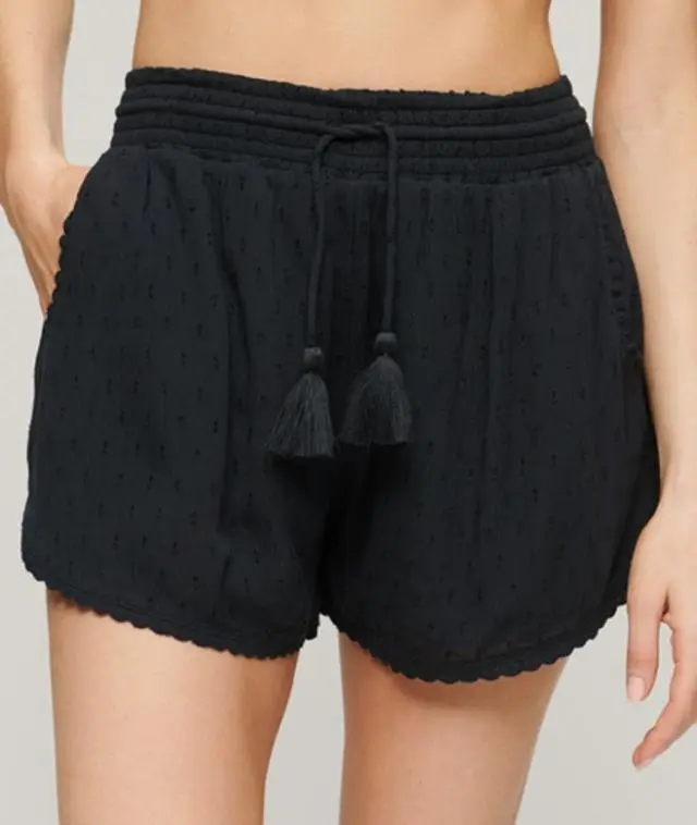 Superdry Ladies Vintage Beach Shorts, Navy Blue, 