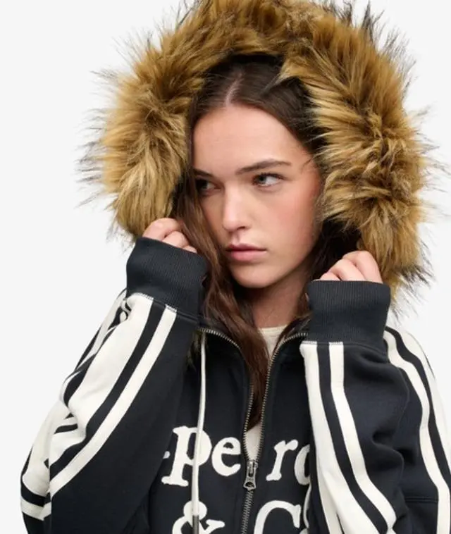 Superdry & Co Women's Vintage Fur Applique Zip Hoodie Navy / Eclipse Navy - 