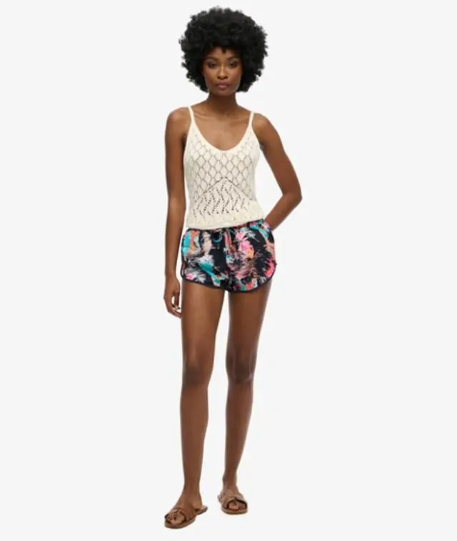Superdry & Co Women's Printed Beach Shorts Blue / Fluro Tropic - 