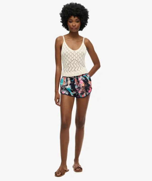 Superdry & Co Women's Printed Beach Shorts Blue / Fluro Tropic - 