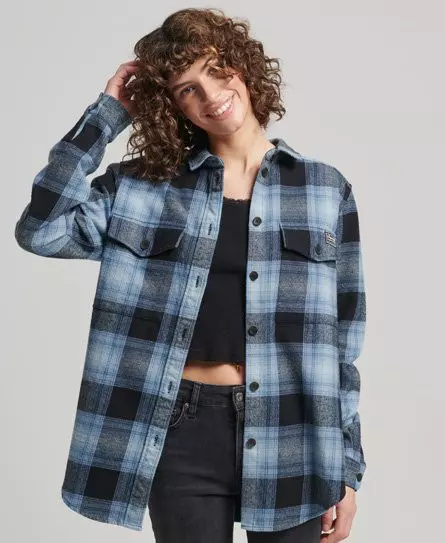 Superdry Women's Vintage Check Overshirt Blue / Workwear Blue Ombre - 