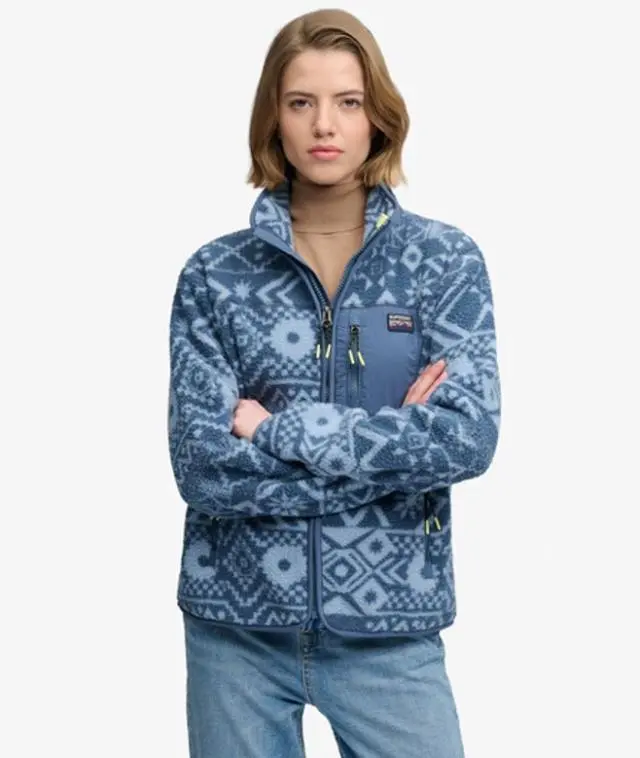 Superdry & Co Women's Outdoor Printed Zip Fleece Blue / Alisso Aztec Blue Aop - 