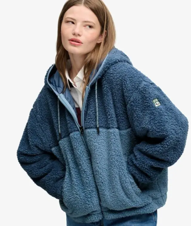 Superdry & Co Women's Super Soft Zip Hoodie Blue / Washed Denim Blue/dry Slate Blue - 