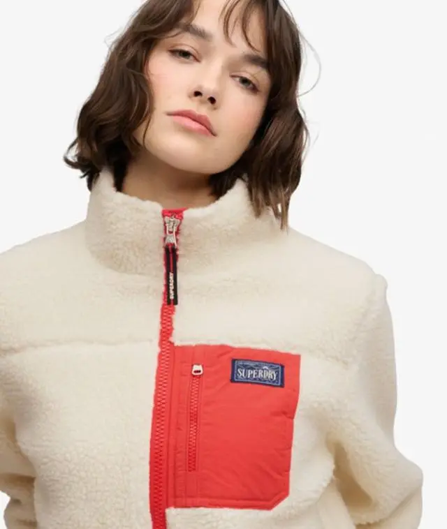 Superdry & Co Women's Heritage Zip Through Fleece Cream - 