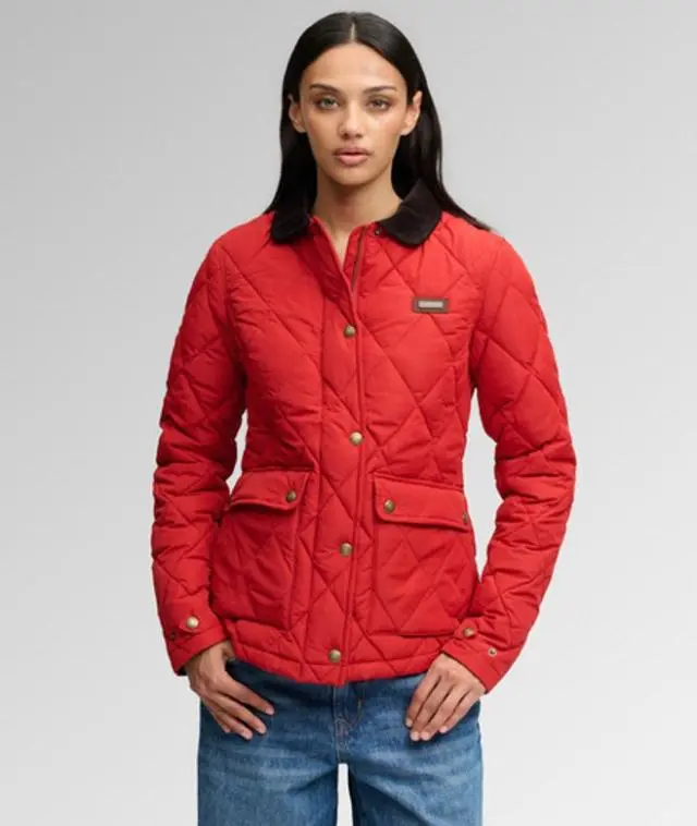 Superdry & Co Women's Cord Trimmed Liner Jacket Red / Red Clay - 
