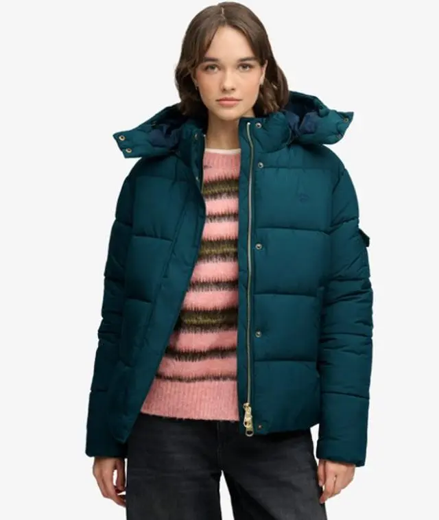 Superdry & Co Women's Premium Ripstop Puffer Jacket Green / Dark Pine Green - 