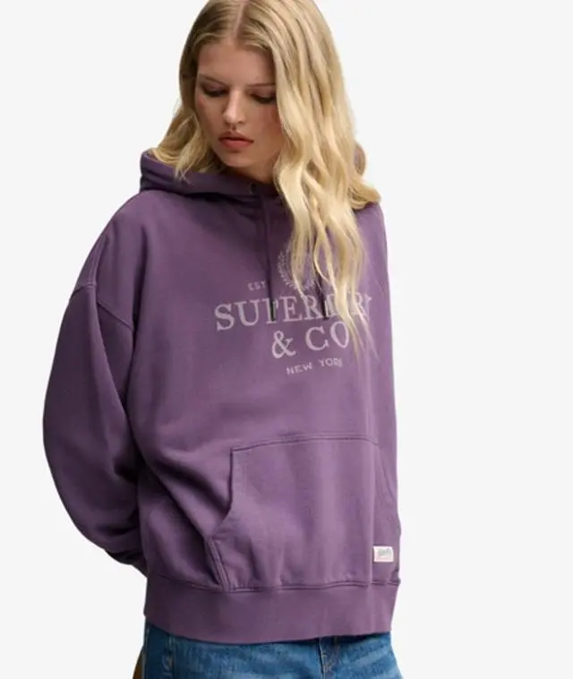 Superdry & Co Women's Luxe Casual Relaxed Hoodie Purple / Vintage Smoke Purple - 