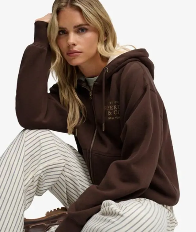 Superdry & Co Women's Luxe Fur Lined Zip Hoodie Brown / Chestnut Brown - 