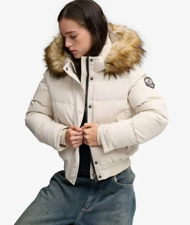 Superdry & Co Women's Everest Hooded Bomber Jacket Grey / Rainy Day Grey - 