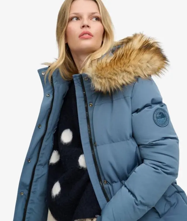 Superdry & Co Women's Everest Classic Puffer Jacket Blue / Dry Slate Blue - 