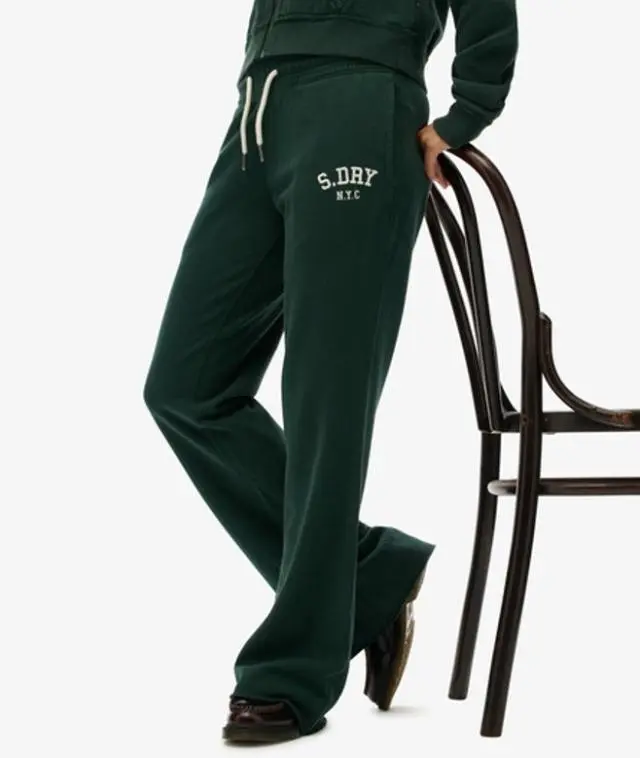 Superdry & Co Women's Athletic Embroidered Flare Joggers Green / Enamel Green - 