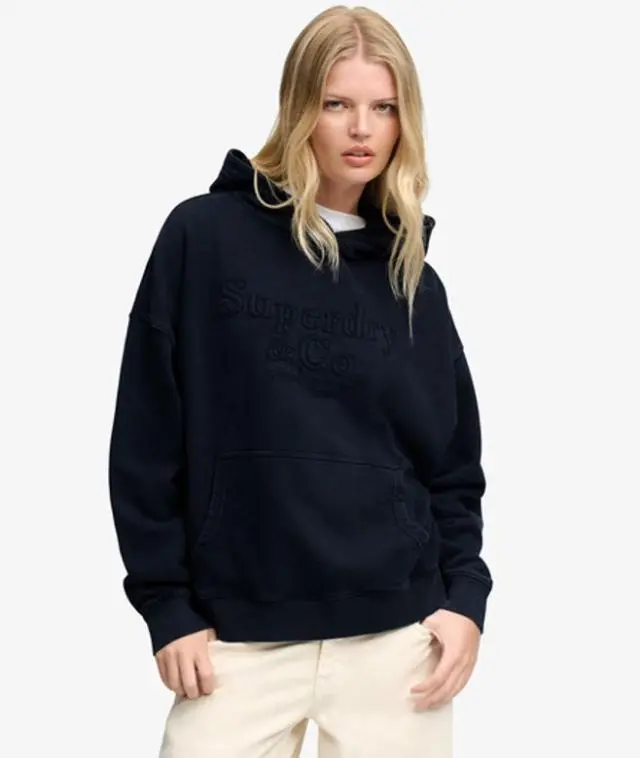 Superdry & Co Women's Company Logo Self Applique Hoodie Navy / Nautical Navy - 