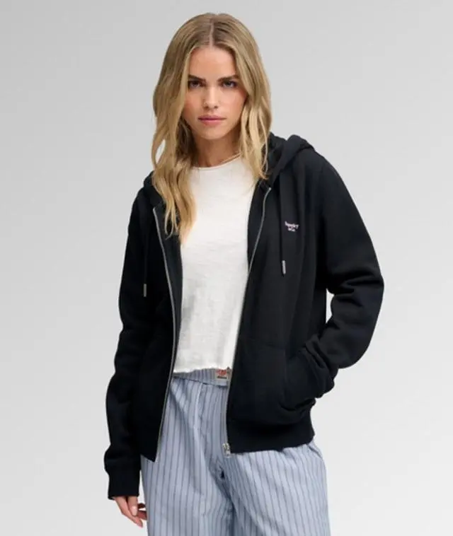 Superdry & Co Women's Signature Embroidered Zip Hoodie Navy / Eclipse Navy - 