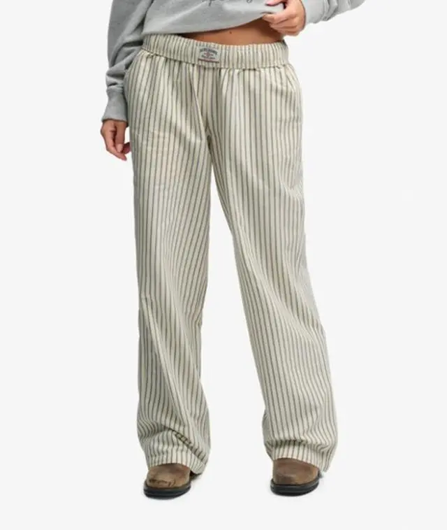 Superdry & Co Women's Organic Cotton Stripe Elasticated Trousers Navy / Standard Navy Stripe - 