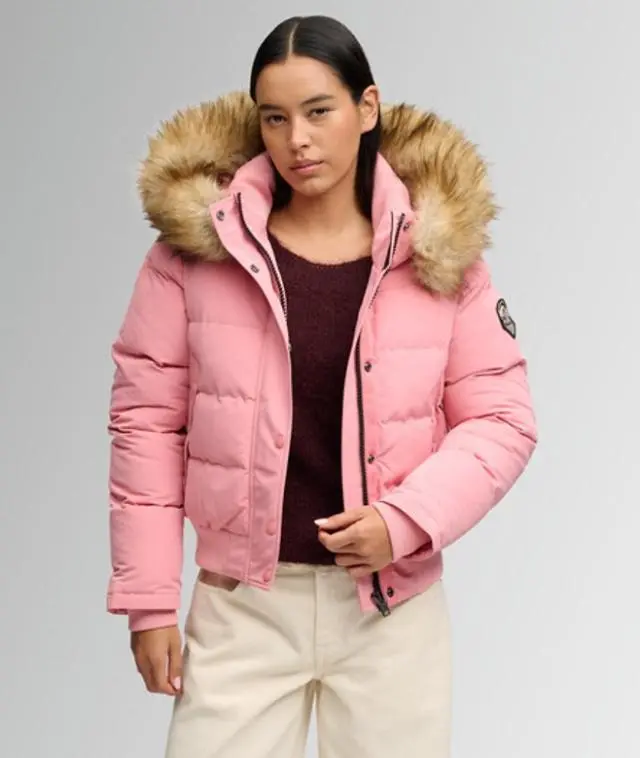 Superdry & Co Women's Everest Hooded Bomber Jacket Pink / Smoke Rose - 