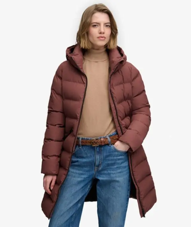 Superdry & Co Women's City Mid Padded Jacket Brown / Marron Brown - 