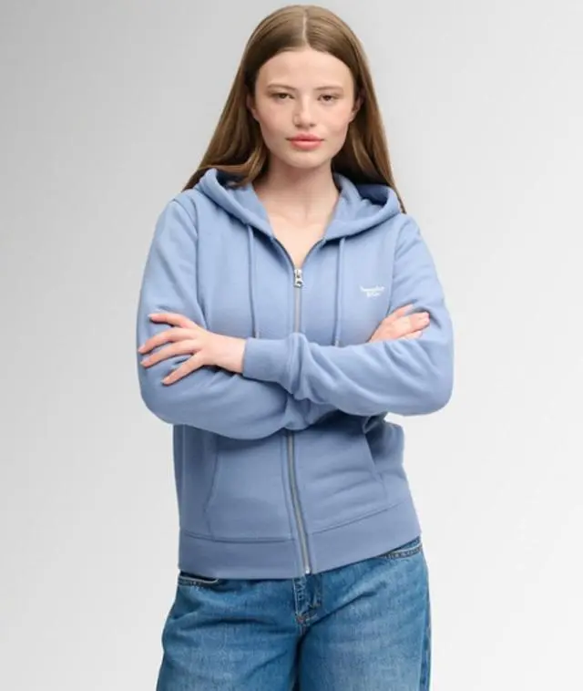 Superdry & Co Women's Signature Embroidered Zip Hoodie Light Blue / Tidal Blue - 