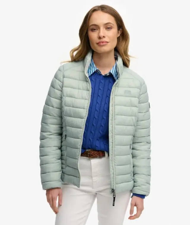 Superdry & Co Women's Fuji Lite Padded Jacket Green / Aqua Grey - 