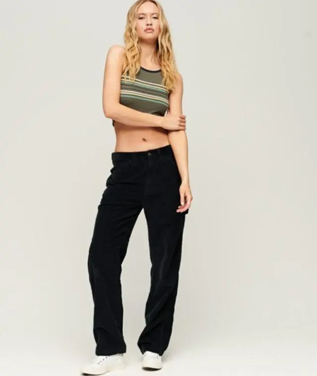 Superdry Women's Cord Carpenter Trousers Navy / Eclipse Navy - 