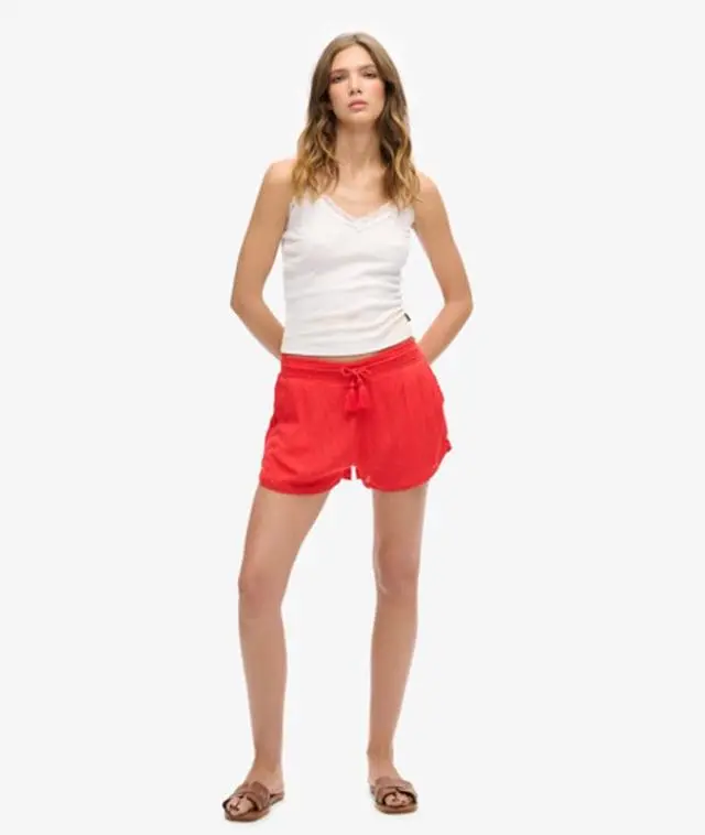 Superdry & Co Women's Classic Vintage Beach Shorts, Red, 