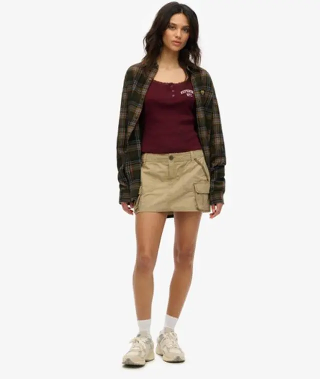 Superdry Women's Utility Parachute Skirt Brown / Stone Wash Taupe Brown - 