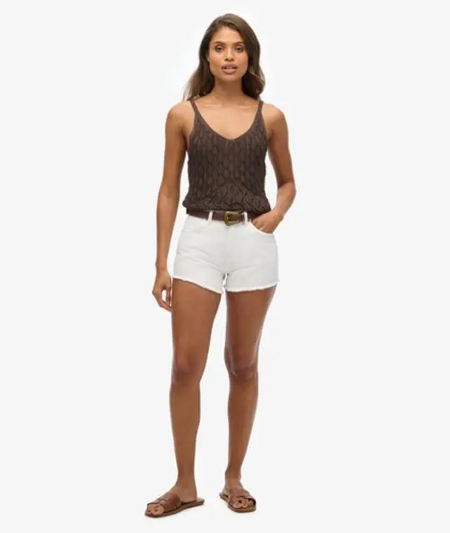 Superdry Women's High Rise Denim Shorts White / Optic - 