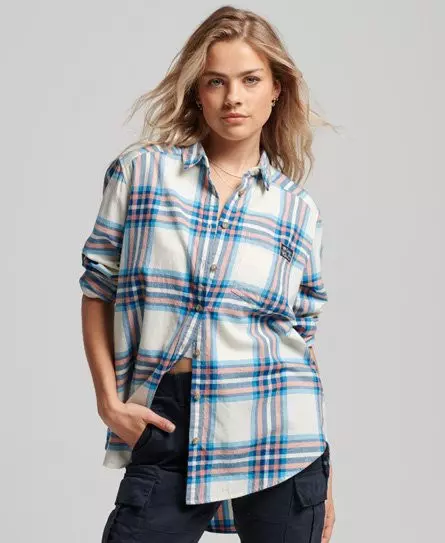 Superdry Women's Relaxed Check Shirt Pink / Ivory Pink Check - 