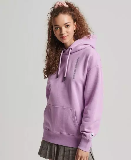 Superdry Women's Code Logo Linear Oversized Hoodie Purple / Mid Lilac - 