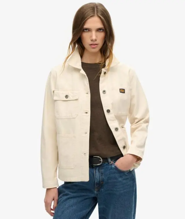 Superdry Women's Organic Cotton Vintage Chore Jacket Cream / Oatmeal - 