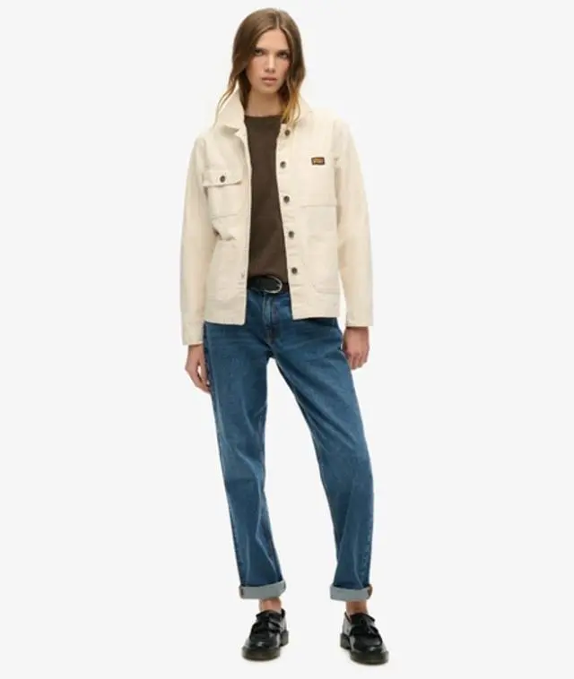Superdry Women's Organic Cotton Vintage Chore Jacket Cream / Oatmeal - 
