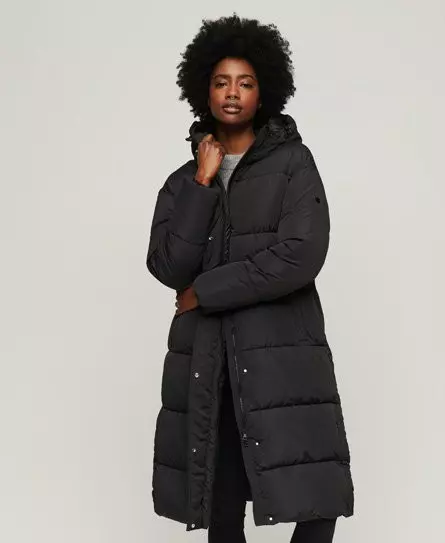Superdry Women's Longline Puffer Coat Black - 