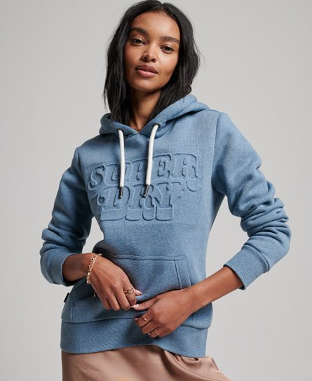 Superdry Women's Vintage Cooper Embossed Hoodie Light Blue / Bluestone Marl - 