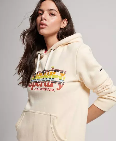 Superdry Women's Vintage Scripted Infill Hoodie White / Ivory - 