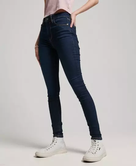 Superdry Women's Organic Cotton High Rise Skinny Denim Jeans Dark Blue / Van Dyke Mid Used - 