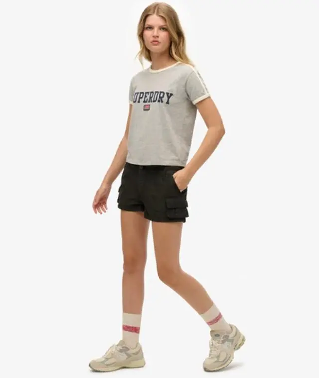 Superdry Women's Utility Cargo Shorts Dark Grey / Washed Black - 