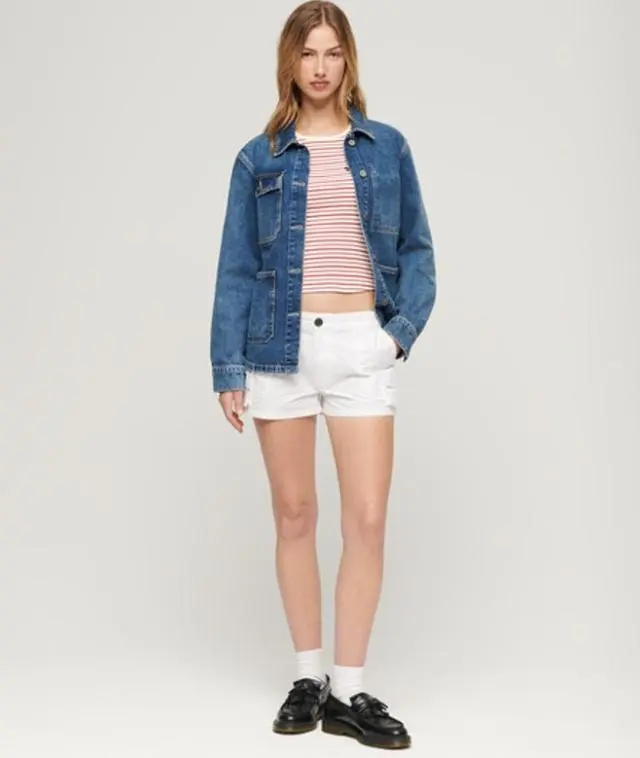 Superdry Women's Utility Cargo Shorts White / Optic - 