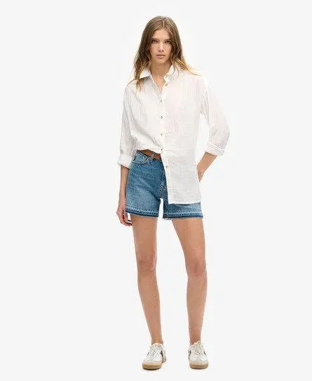 Superdry Women's Mid Rise Cut off Short Dark Blue / Fulton Vintage Blue - 