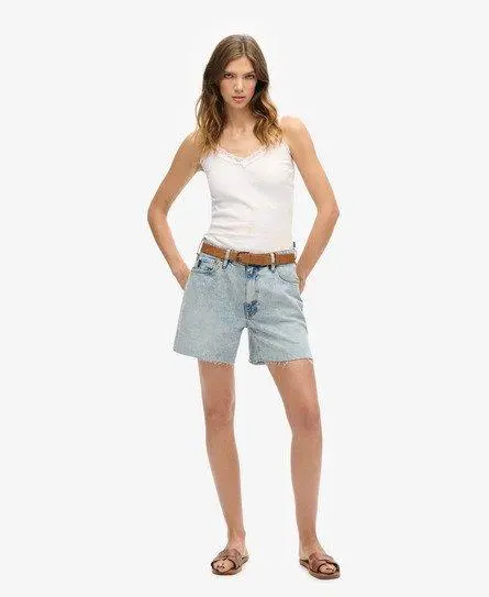 Superdry Women's Mid Rise Cut off Short Light Blue / Spring Vintage Custom - 