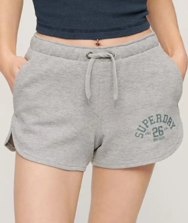 Superdry Women's Athletic Essential Waffle Shorts Grey / Grey Marl - 